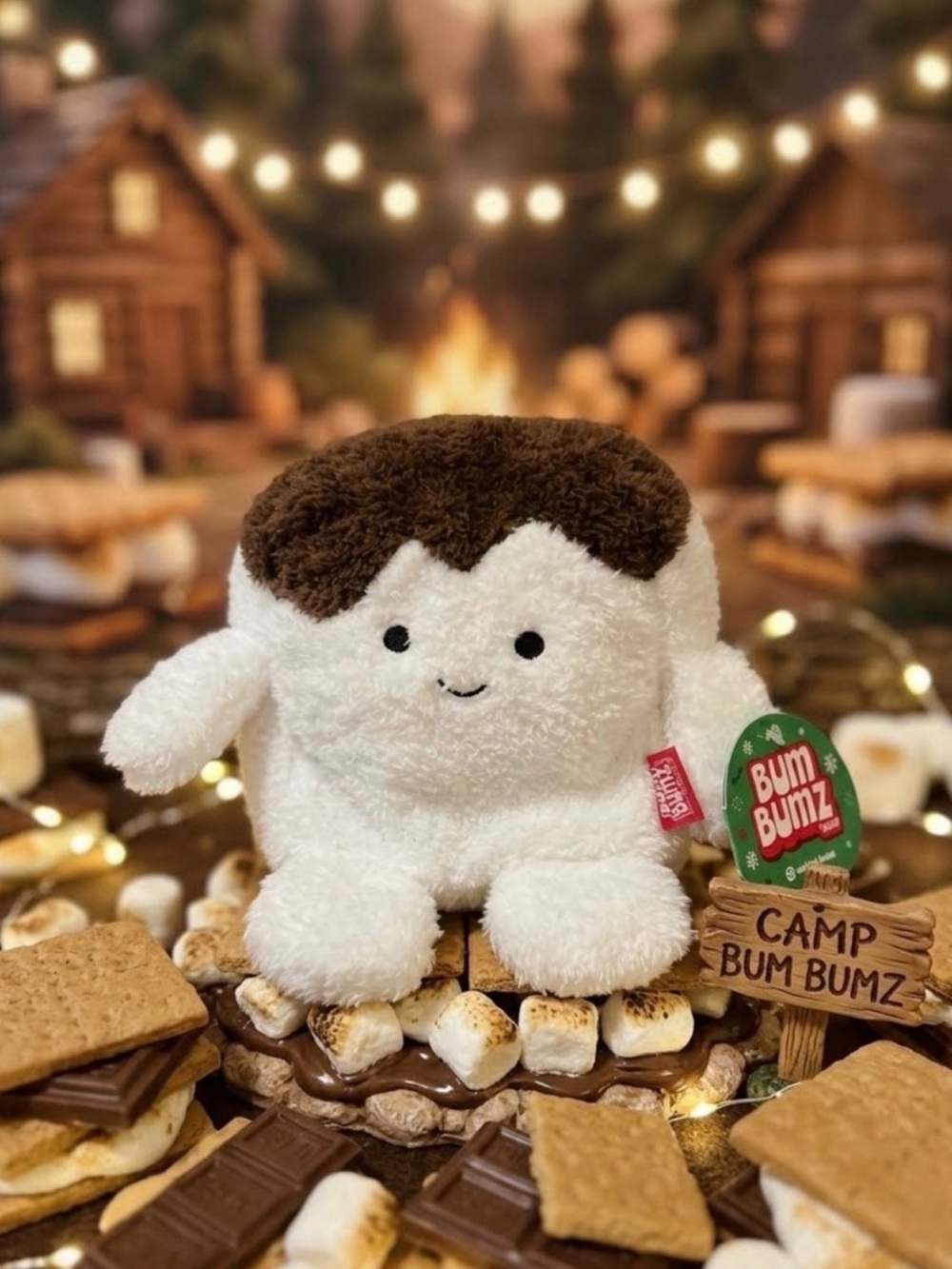 Marci 🔥 S’mores Plush Marshmallow BumBumz - White & Brown 7.5